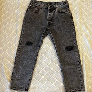 Levi’s 501 Distressed Jeans Acid Wash Black 32x26